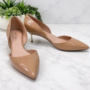Kurt Geiger London Nude Patent Leather Pointed Toe Kitten Heels Women’s Size 7